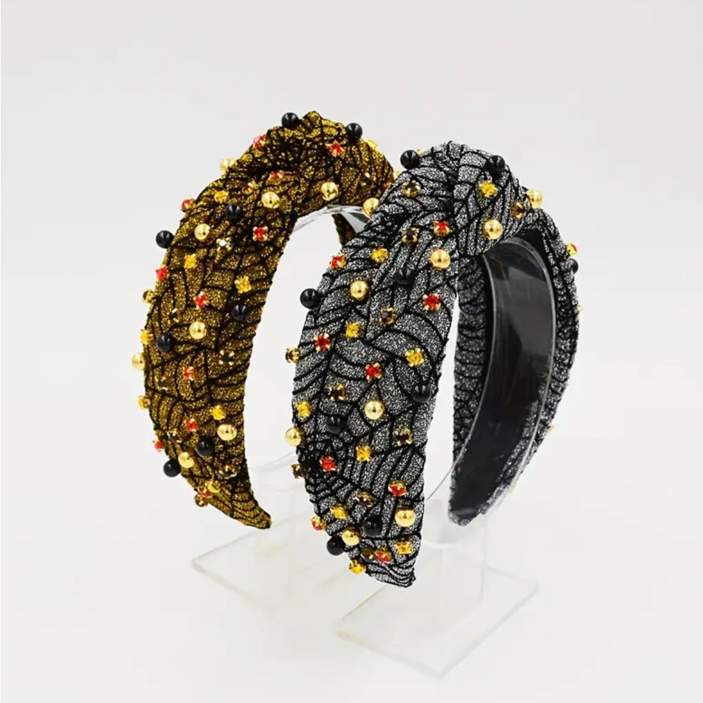 Black Spider Web Rhinestone Headband - Picture 2 of 3